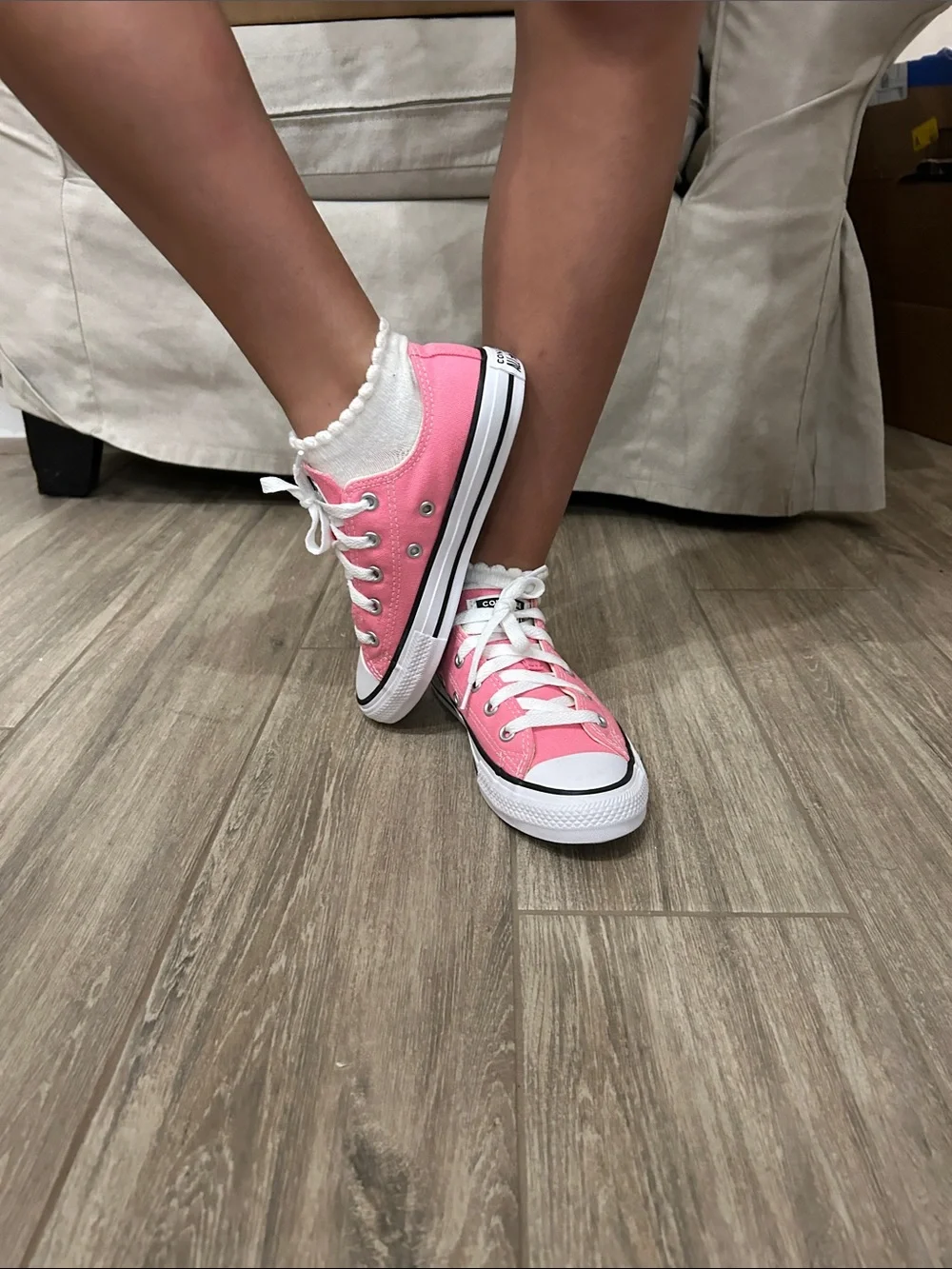 Converse Pink Low-Top Canvas Sneakers with White Trim